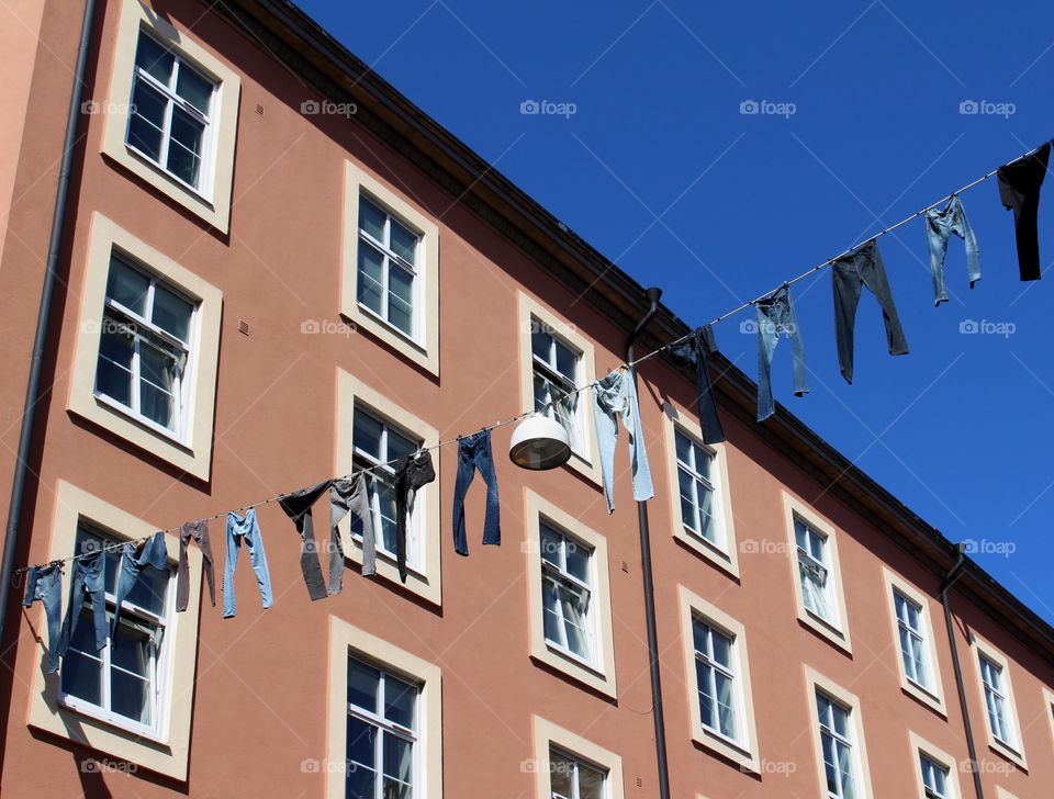 Jeans clothesline