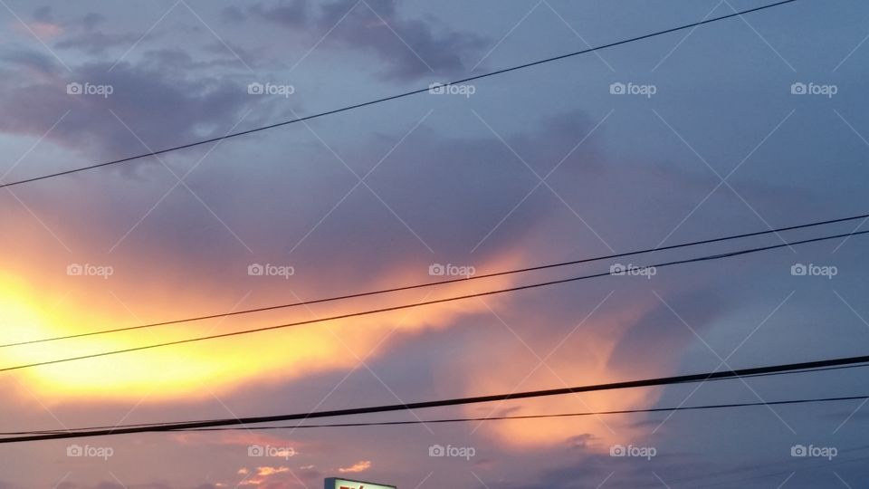 Sky, Wire, Sunset, Landscape, No Person
