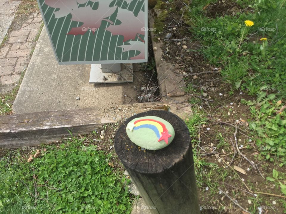 Rock Painted With a Rainbow 