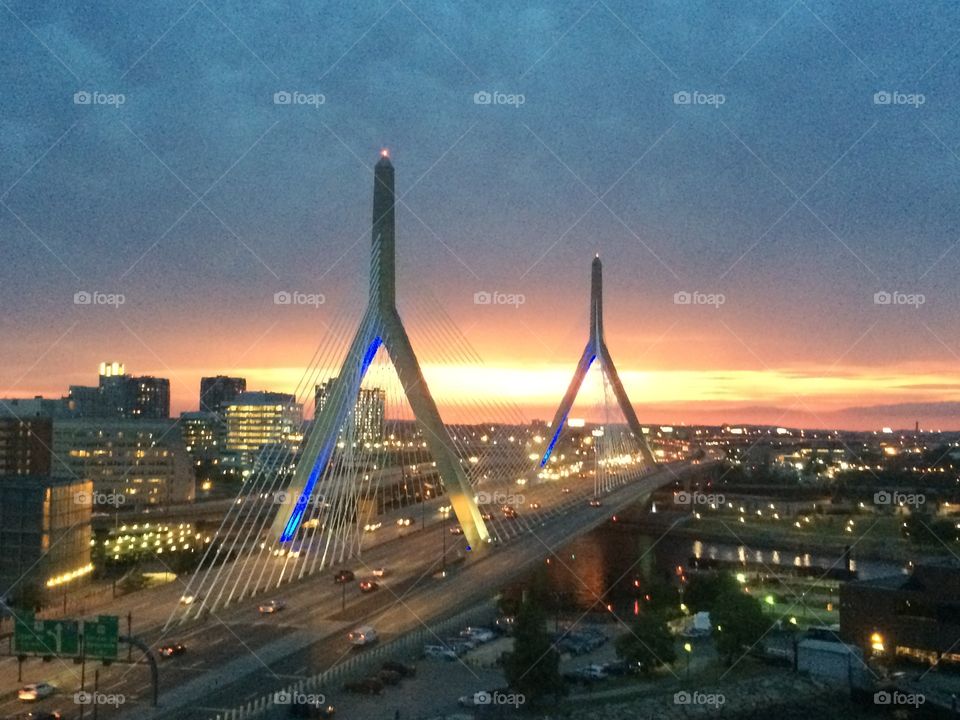 Zakim Bridge Sunset - Boston