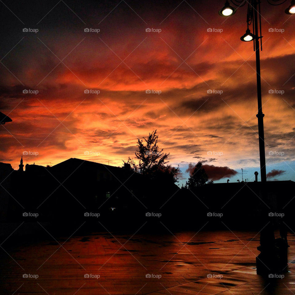 sky square orange clouds by aledigangi