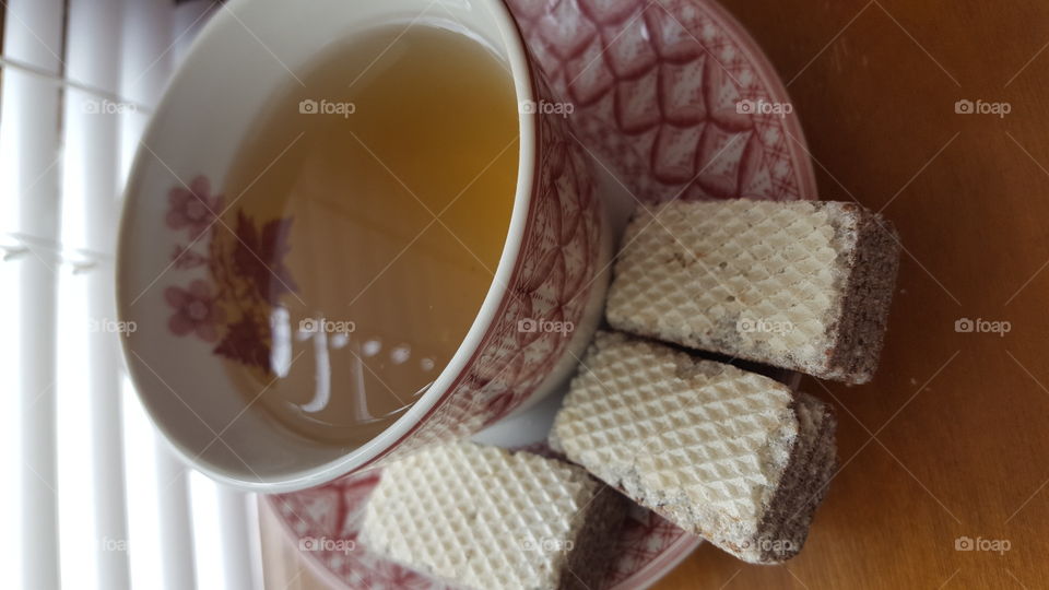 Tea and chocolate wafers
