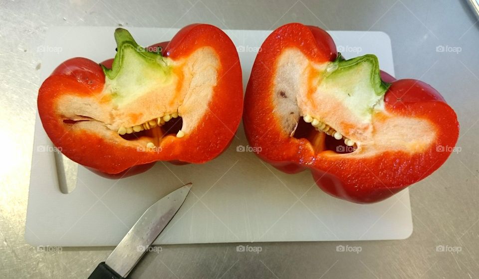 Pepper in two halfs