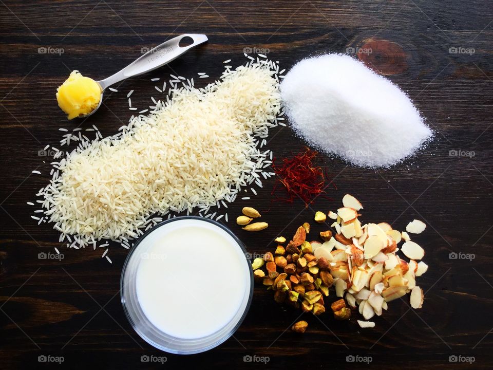 Saffron Kheer (Indian rice pudding) Ingredients 