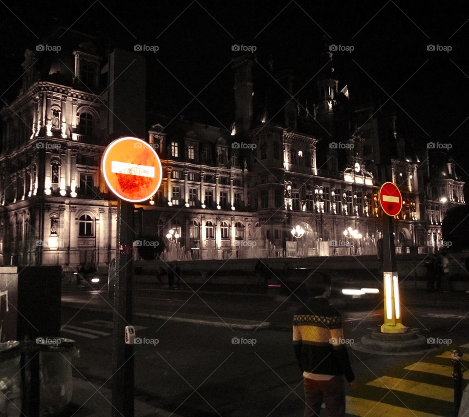 Streets of Paris at dusk