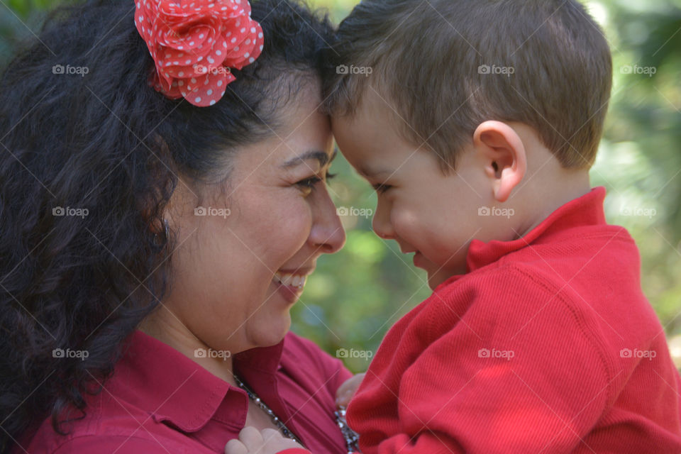 Happy mother and son