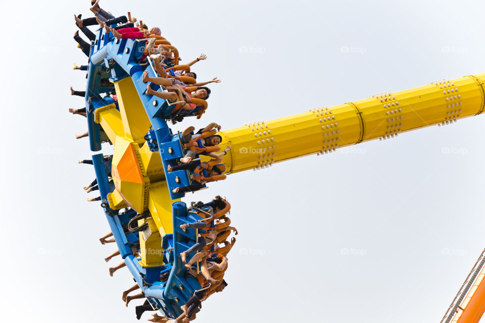 Crazy attraction at the fun fair for adrenaline