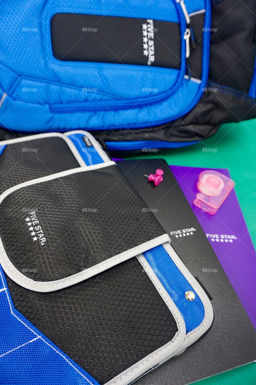 Binder bag and notebooks