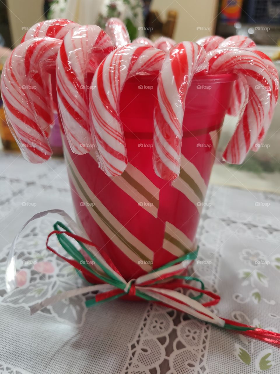 Candy canes in cup