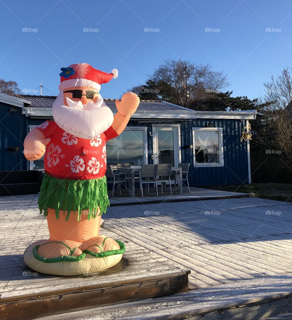 Santa by the beach, December