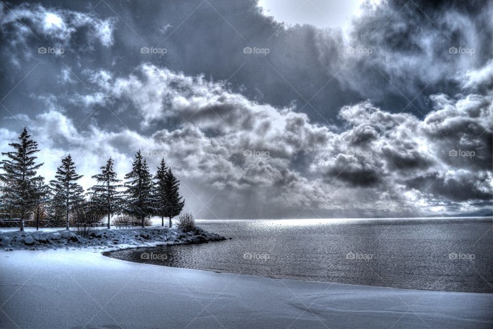 Scenic view of beach during winter