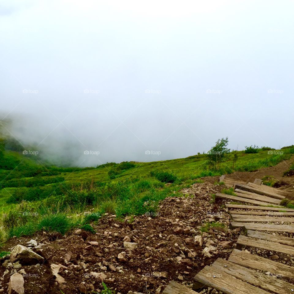 Sitting above the cloud line on Flattop mountain. 