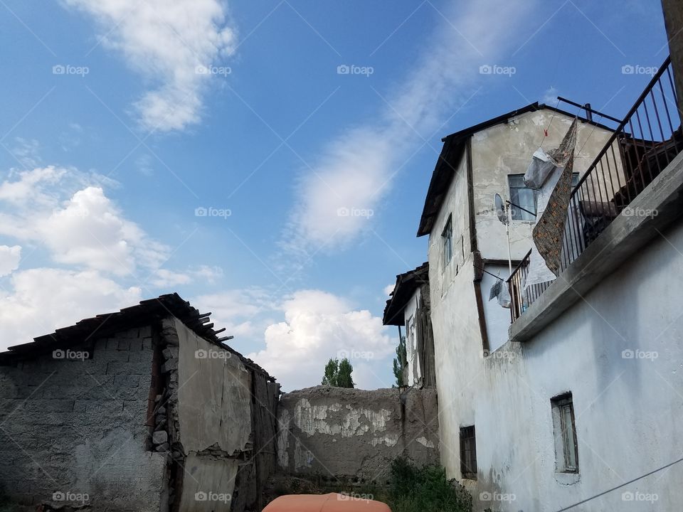 some old houses inside of Ankara castle in Turkey overlooking the city