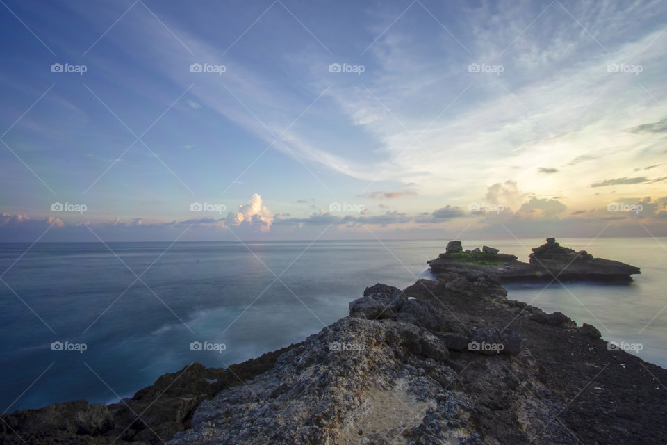 panorama sunset at the beach