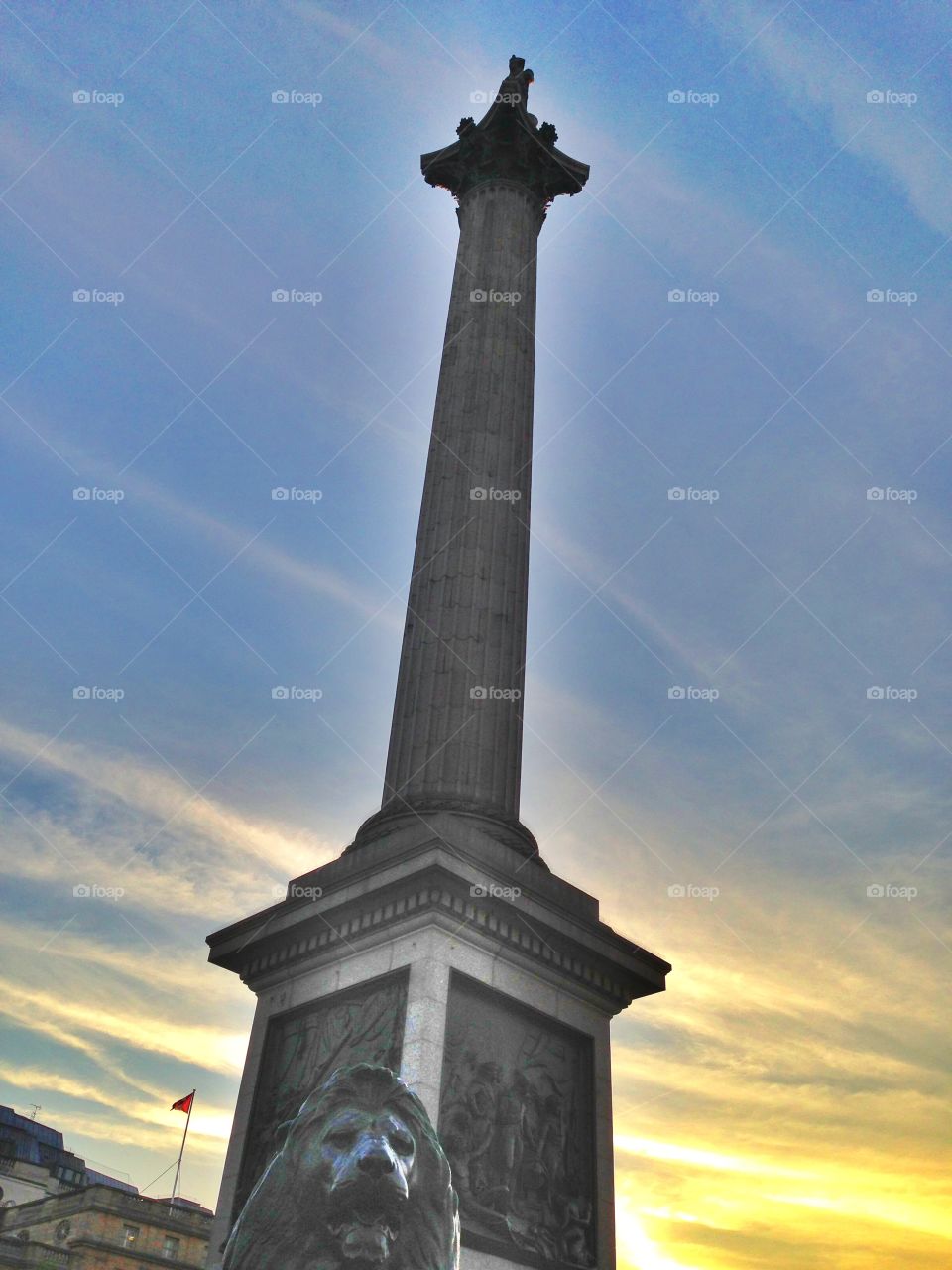 Nelson's Column, London. Looking up at Nelson's Column, Trafalgar Square, London