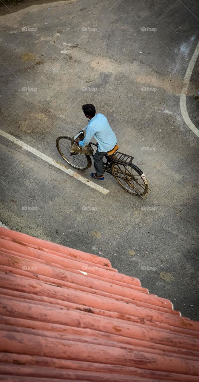 A man riding a bicycle