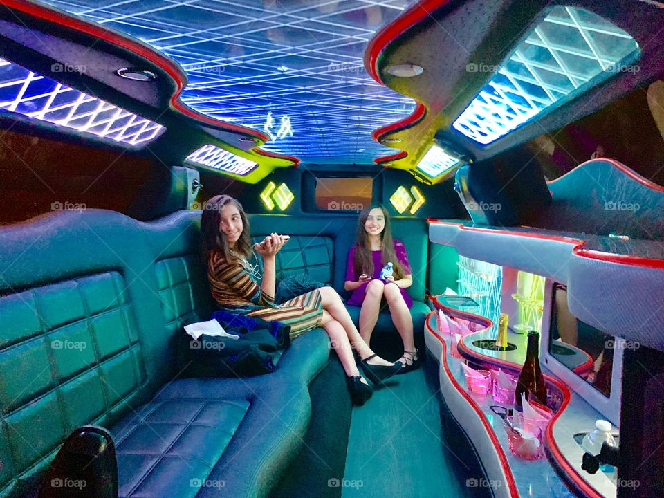 Our girls in our limo before the Hamilton show in San Francisco, Ca.