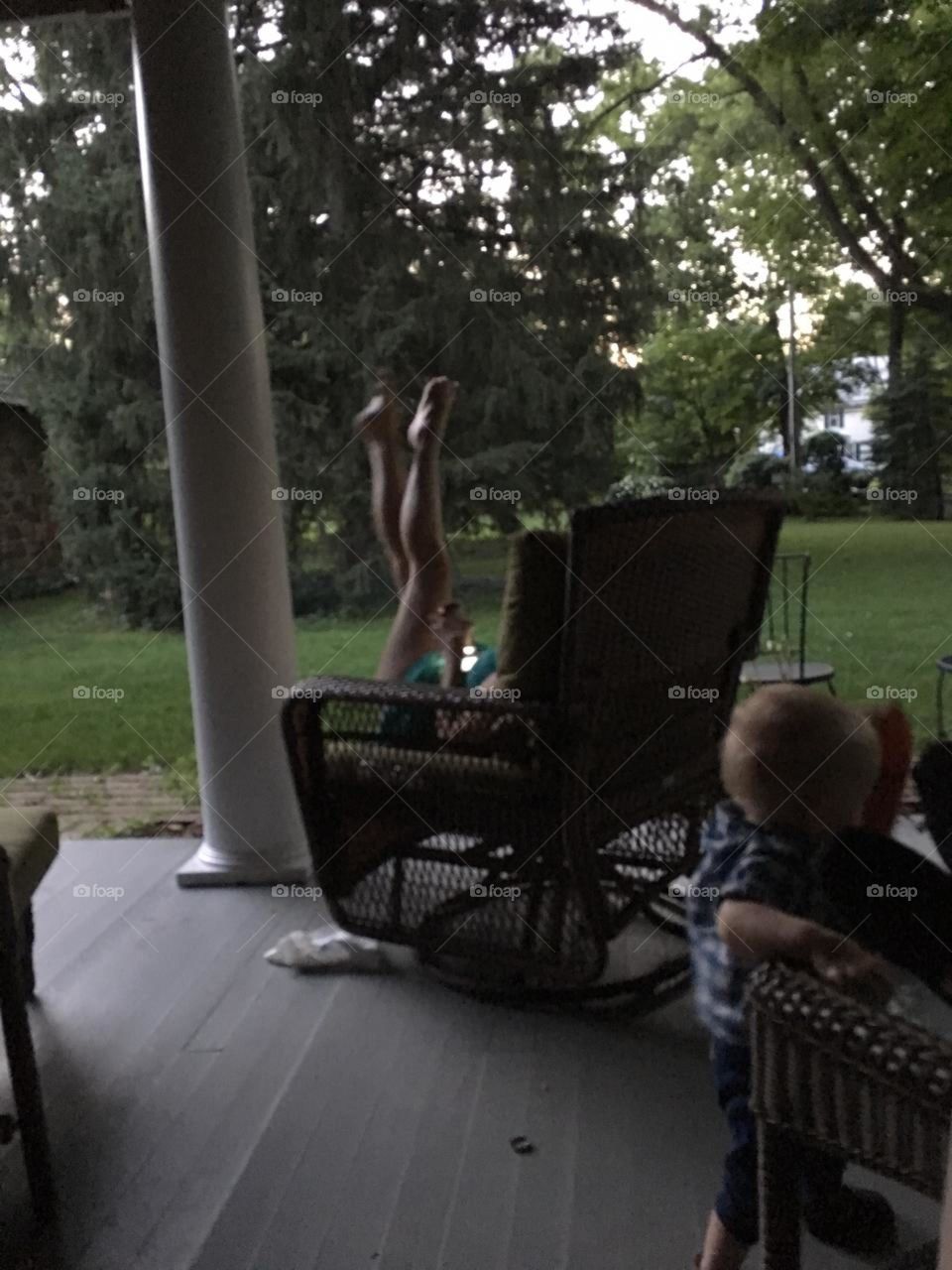 practice playing synchronized swimming on the porch