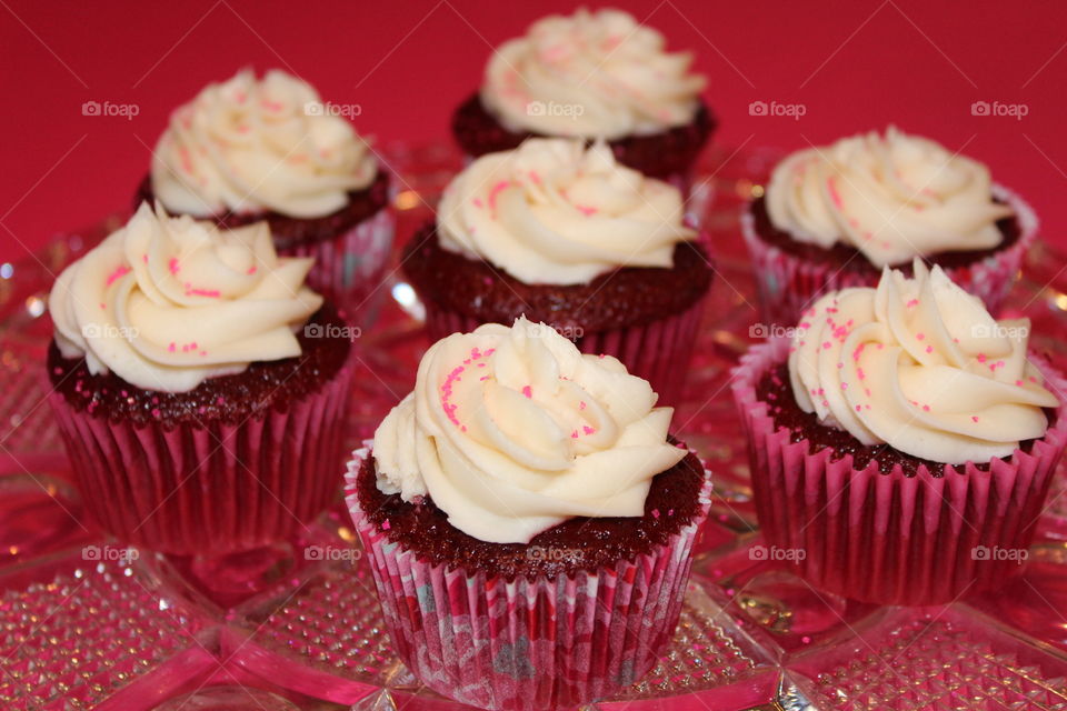 Close-up of red velvet cupcake