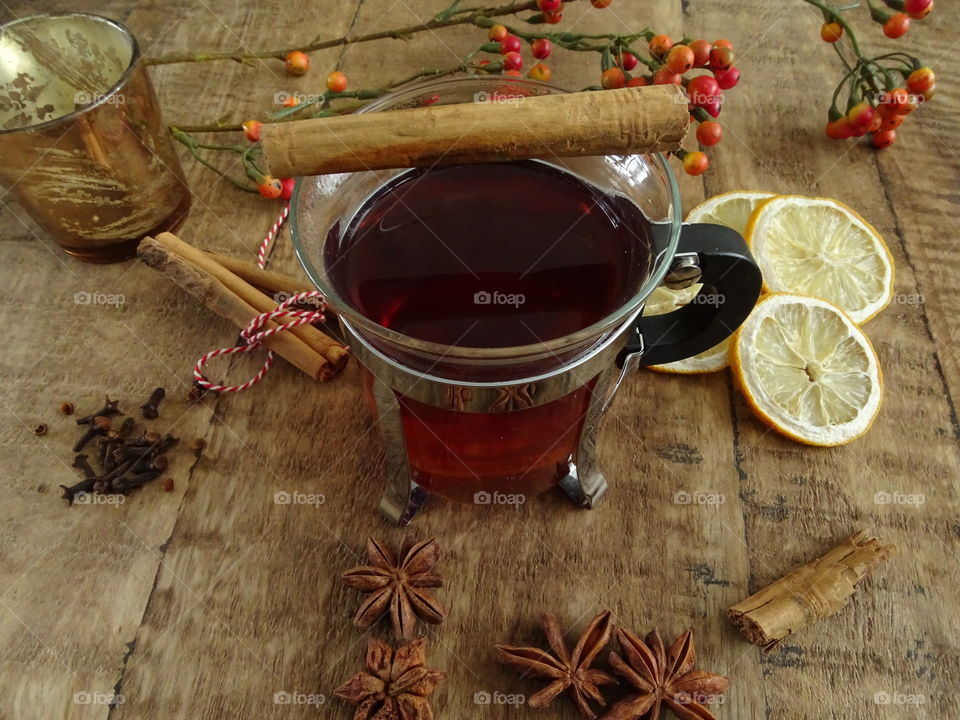 Hot drink with winter spices