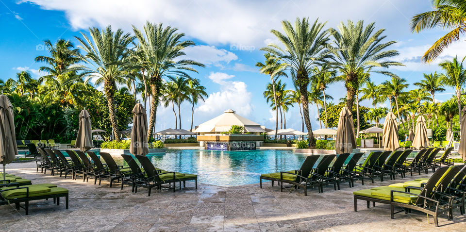 Luxury Hotel Pool. Pool at the Westin resort. St. John, USVI