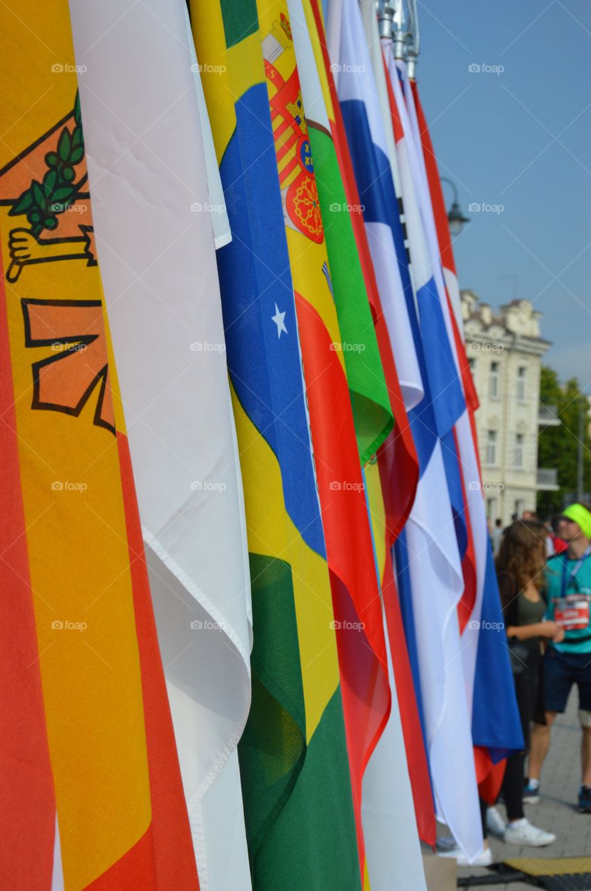 Many foreign flags