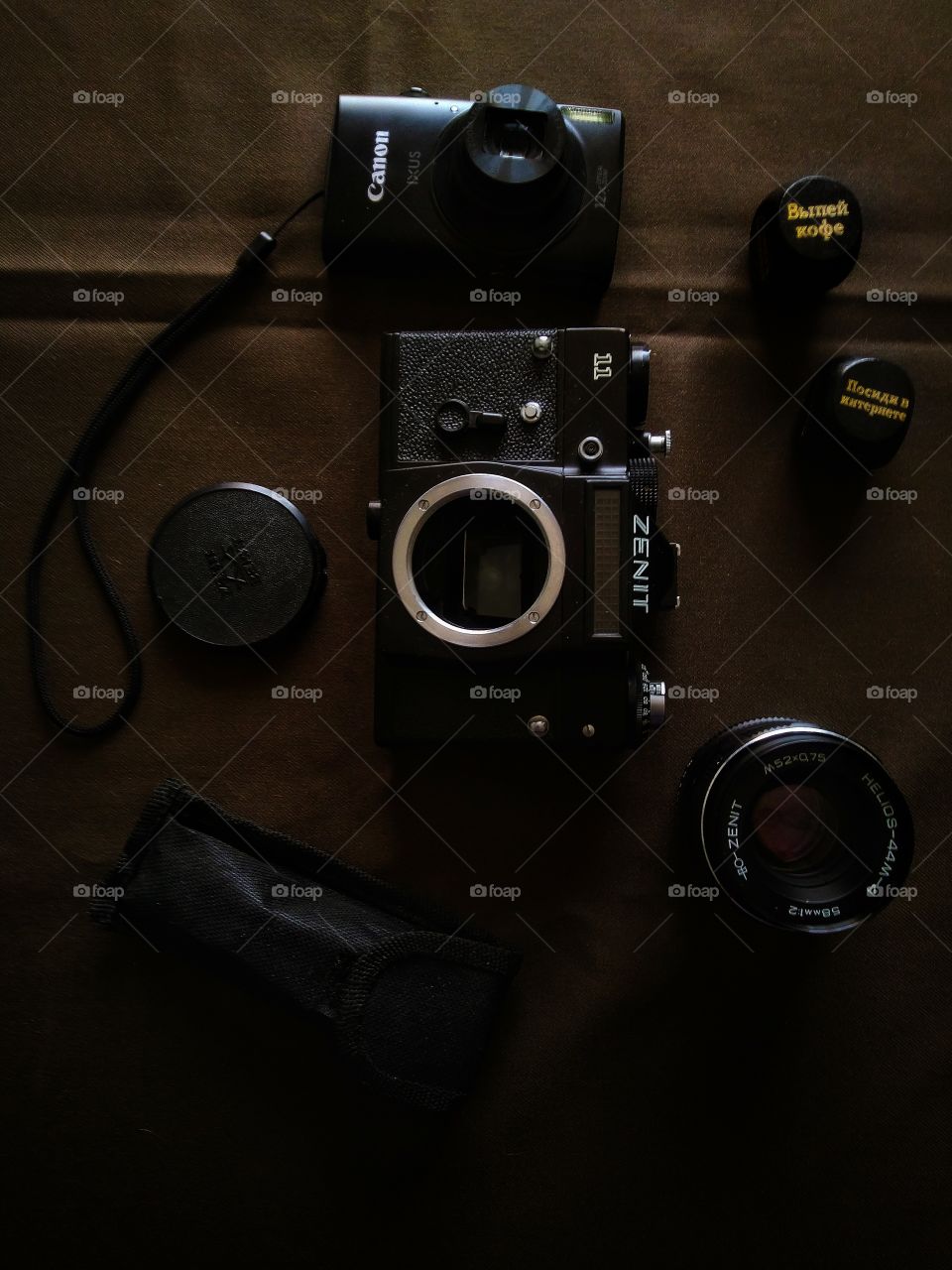 old camera. dice. brown. lens. digital. camera. case.