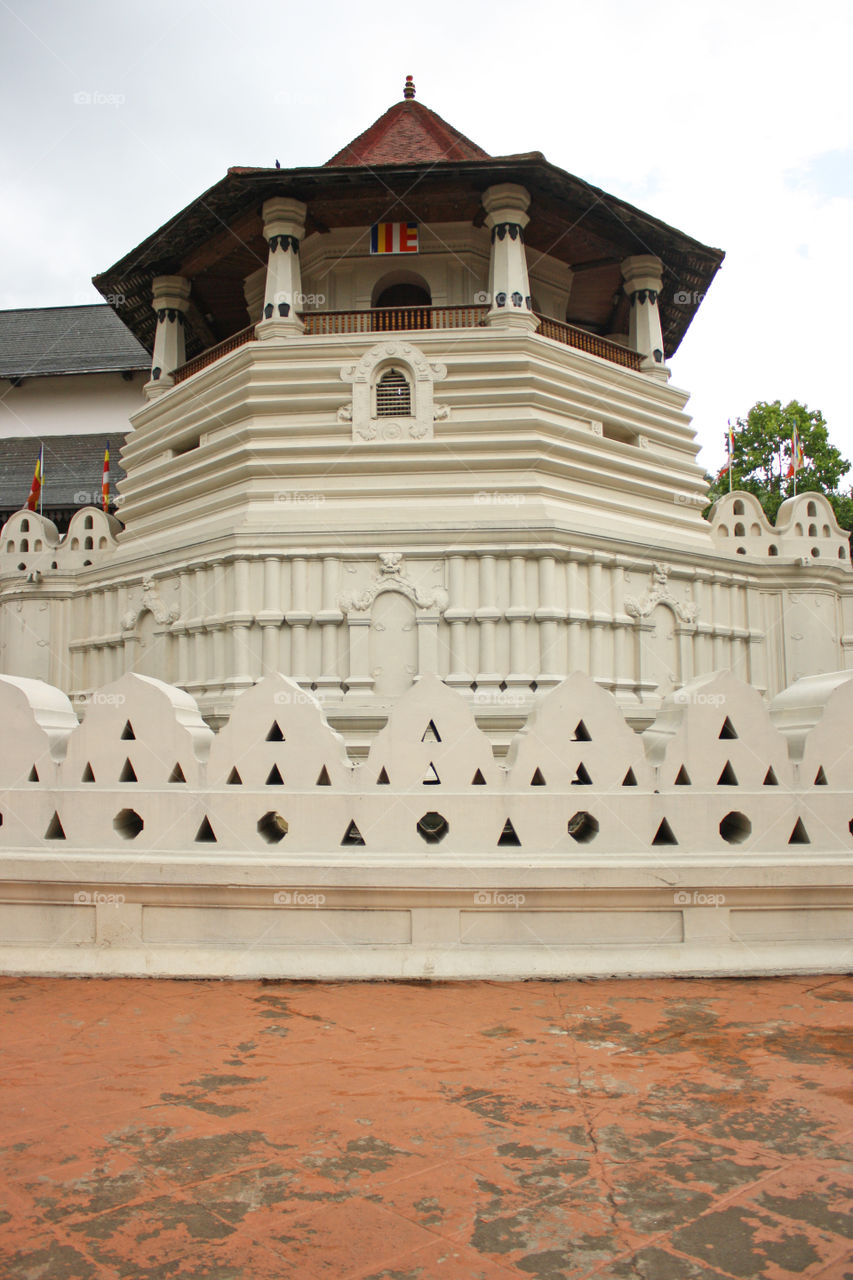 Sri Lankan Temple Architecture, Front View. Taken July 2010.