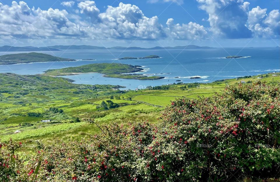 “Kerry Seascape.”  Sea and sky meet lush, green lands along the famed Ring of Kerry, Ireland.