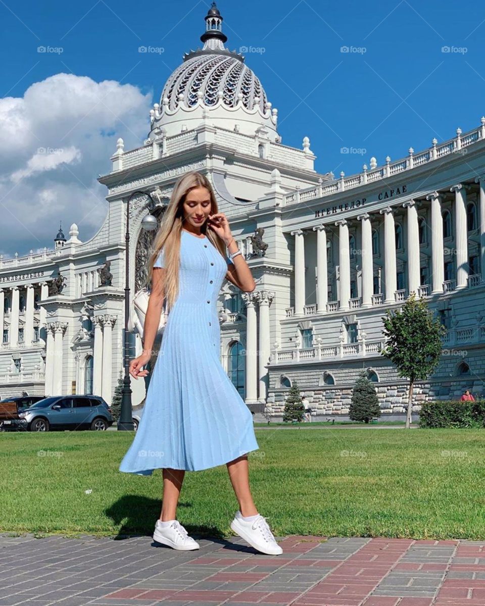 girl, girls, castle, building, old building, historical building, house, beautiful girl  girl in dress, the girl on the background building, woman, pretty woman