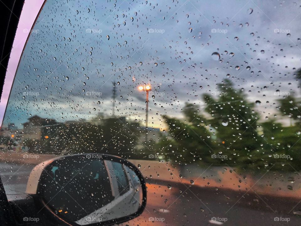 Morning drive to work in the rains