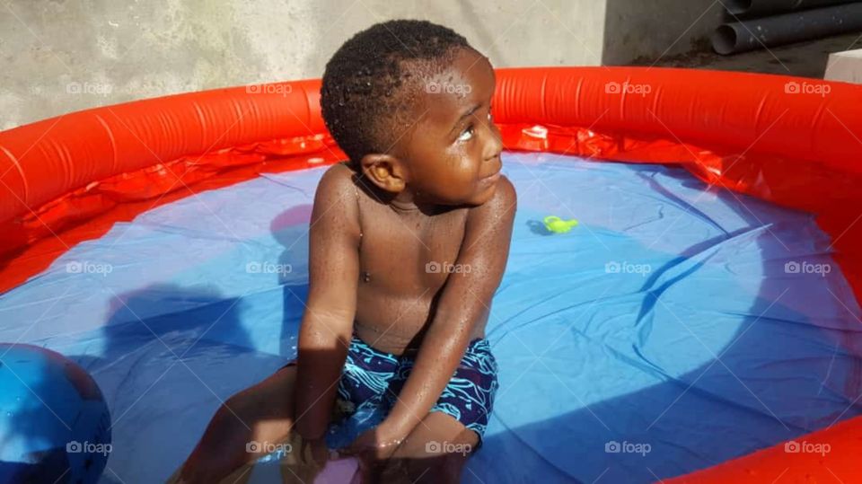 A joyful moment in a pool