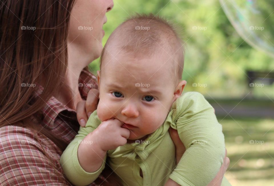 Cute little sad baby