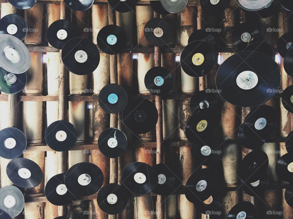 collection of vinyl records