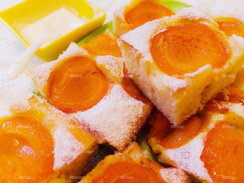 Delicious,  refreshing, and simple cake with apricots. Cake for everyone