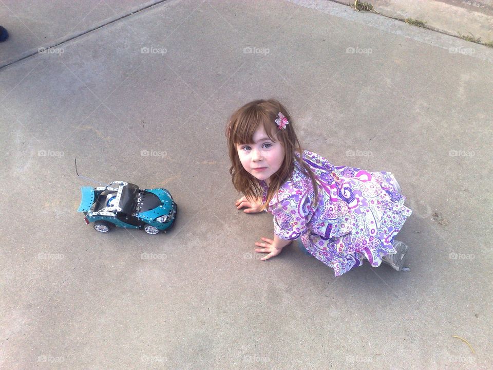 Girl meets car.. My Daughter's first encounter with her brother's Technic RC Car ...haha