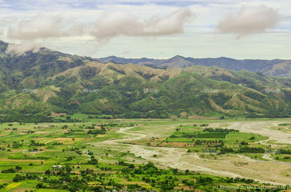 The Landscape Scenery of Mountains and River 