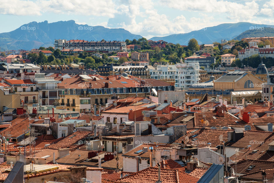 High angle view of San Sebastian cityscape