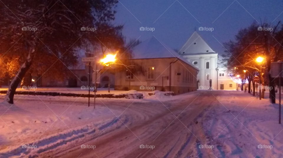 Old Franciscan Monastery in winter, Slavonski Brod, Croatia