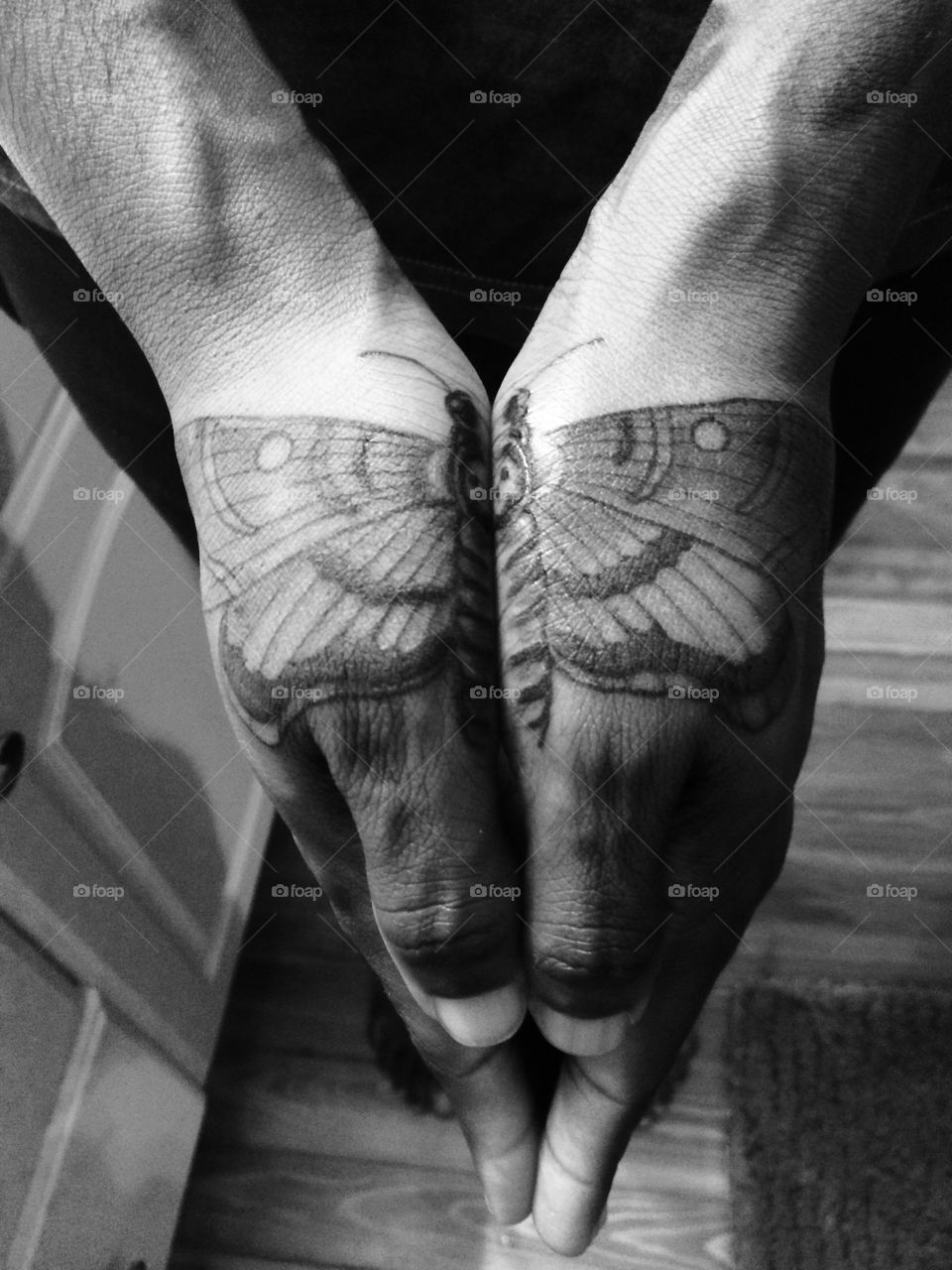 Mirror Tattoo on Hands, Death Head Moth, by Chris at Red Letter One