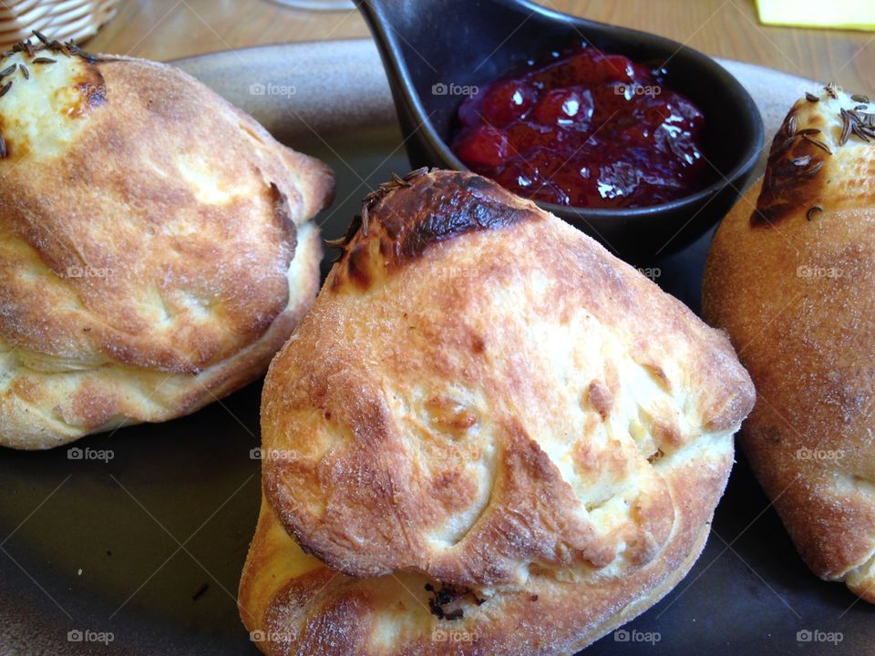 Tasty baked dumplings in Poland 