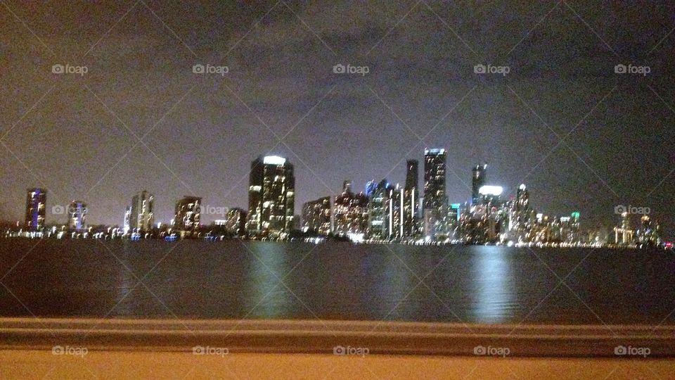 Miami lights on the water