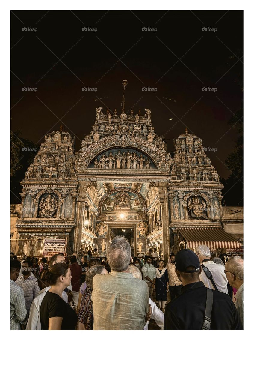 Eastern tower of Madurai Meenakshi Temple - Vintage style 