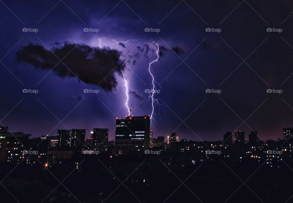 thunderstorm over the city