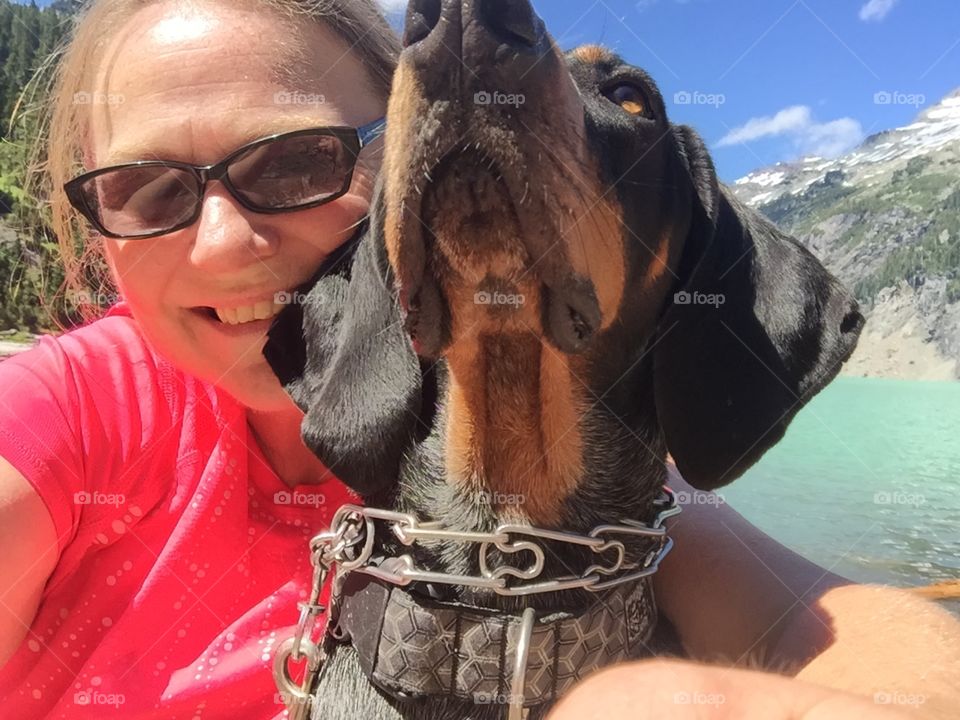 Me and my dog. Hiking Blanca Lake