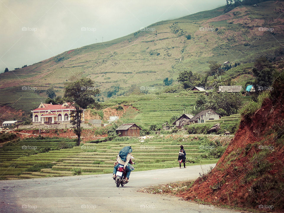 Riding a motorbike