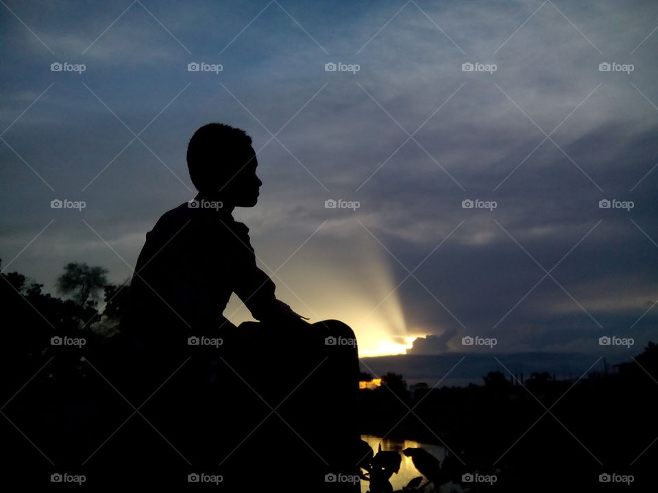 Sunset, People, Backlit, Man, Dawn