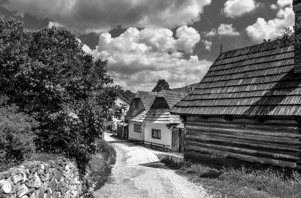 Vlkolínec street b&w