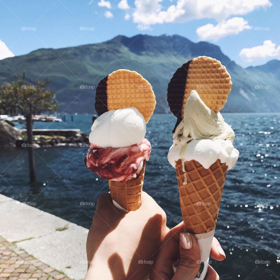eating ice cream on the italian coast