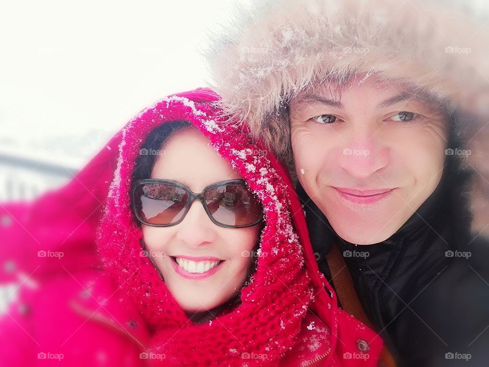 A couple in the snow